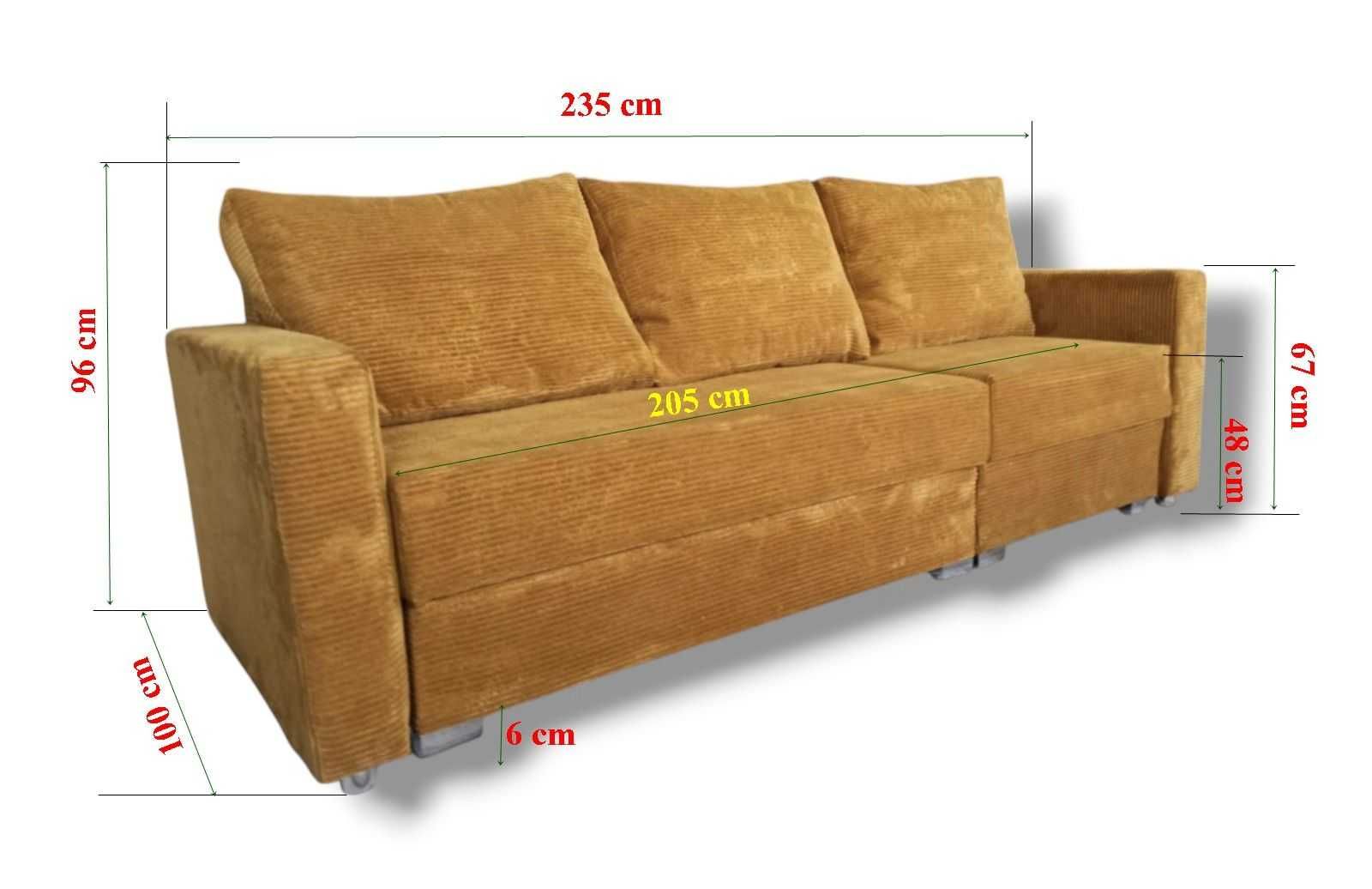Sofa i Rogówka 2w1 rozkładany w Narożnik Glamour pojemnik
