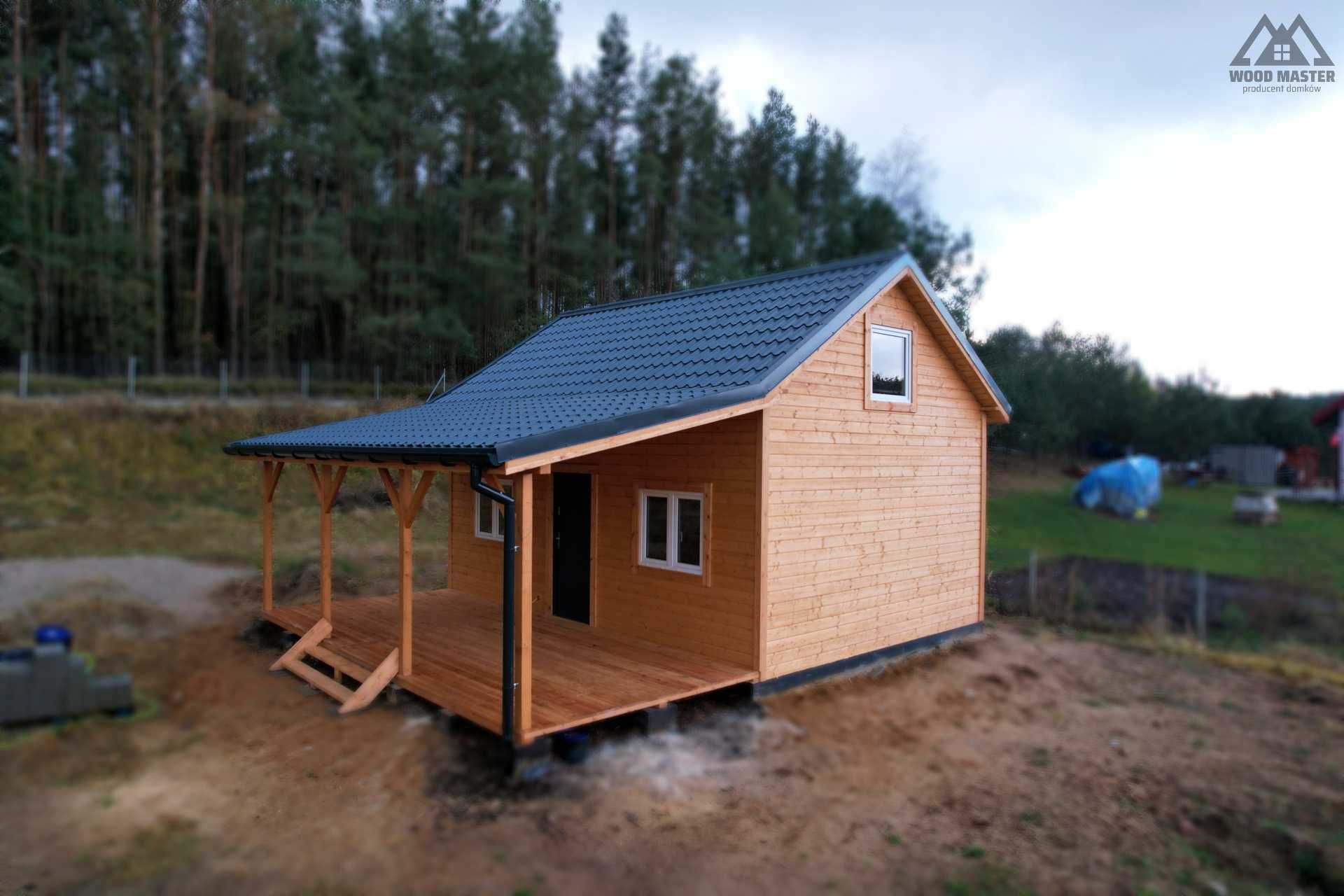 Domek letniskowy drewniany 7x5 m i 3x7 m taras