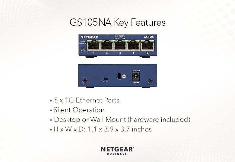 Некерований гігабітний комутатор NETGEAR GS105, свитч, switch.