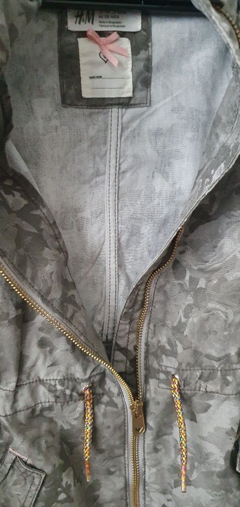 Kurtka Parka H&M hm 128 zielona khaki jesień, wiosna