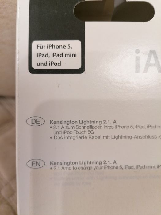 Автомобільний зарядний пристрій Kensington Lightning 2.1 A.