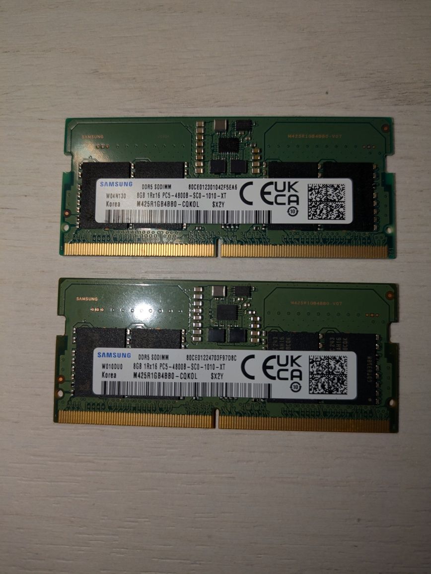 Оперативна пам'ять ddr5 2x8 gb, 4800, sodimm