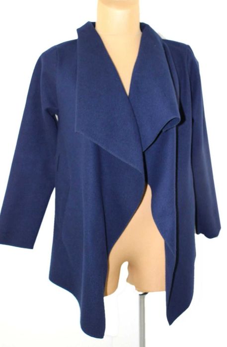 damski krótki płaszczyk bez zapięcia granatowy narzutka 38/40 M/L