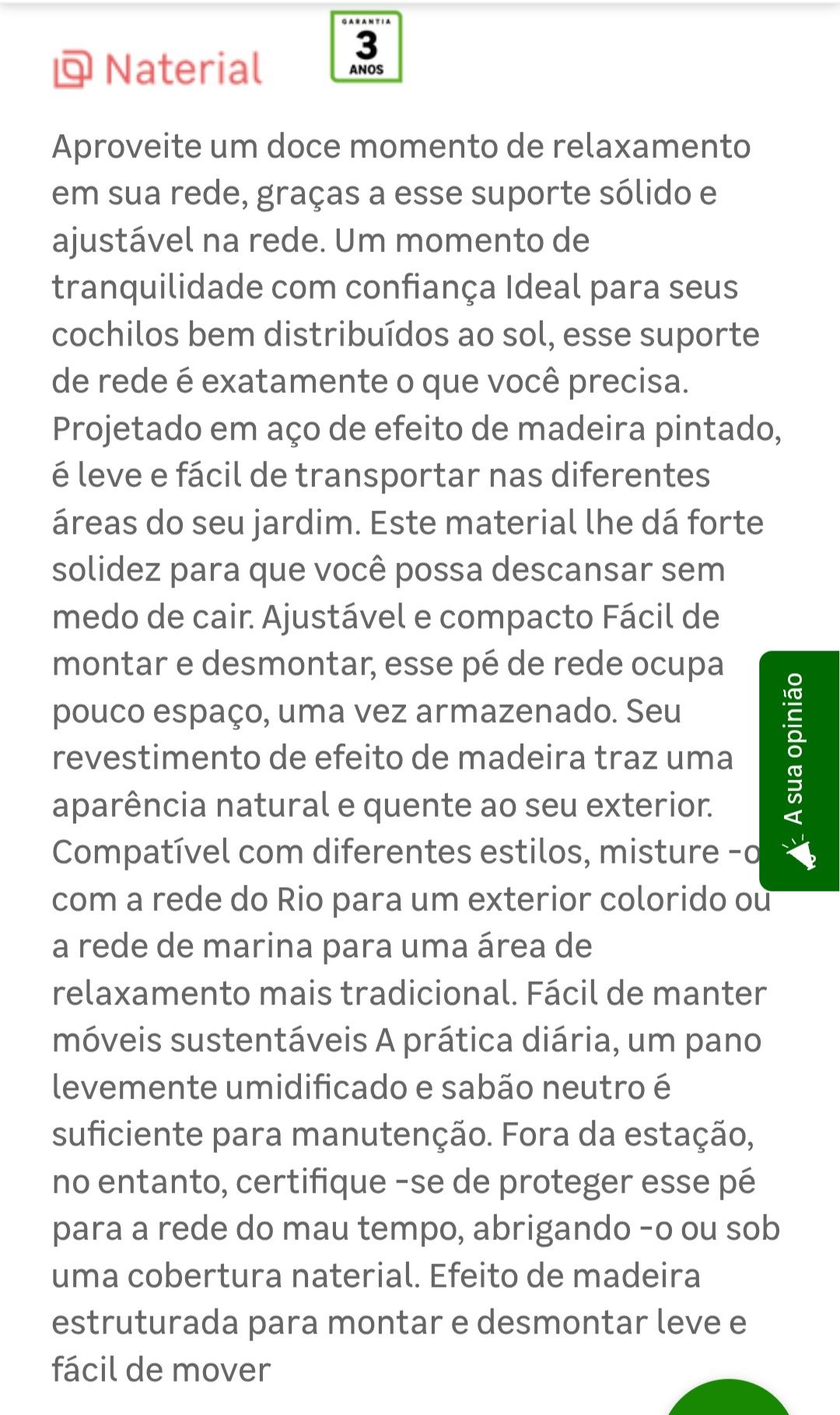 Suporte cama rede jardim