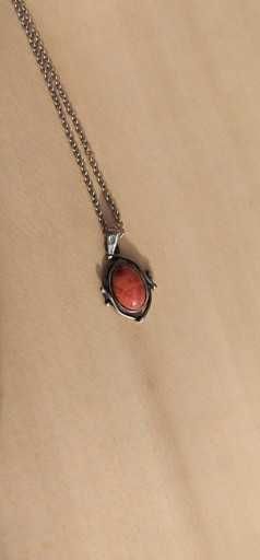 Łańcuszek (srebro 800 / 3) wisiorek 925 koral koralowiec