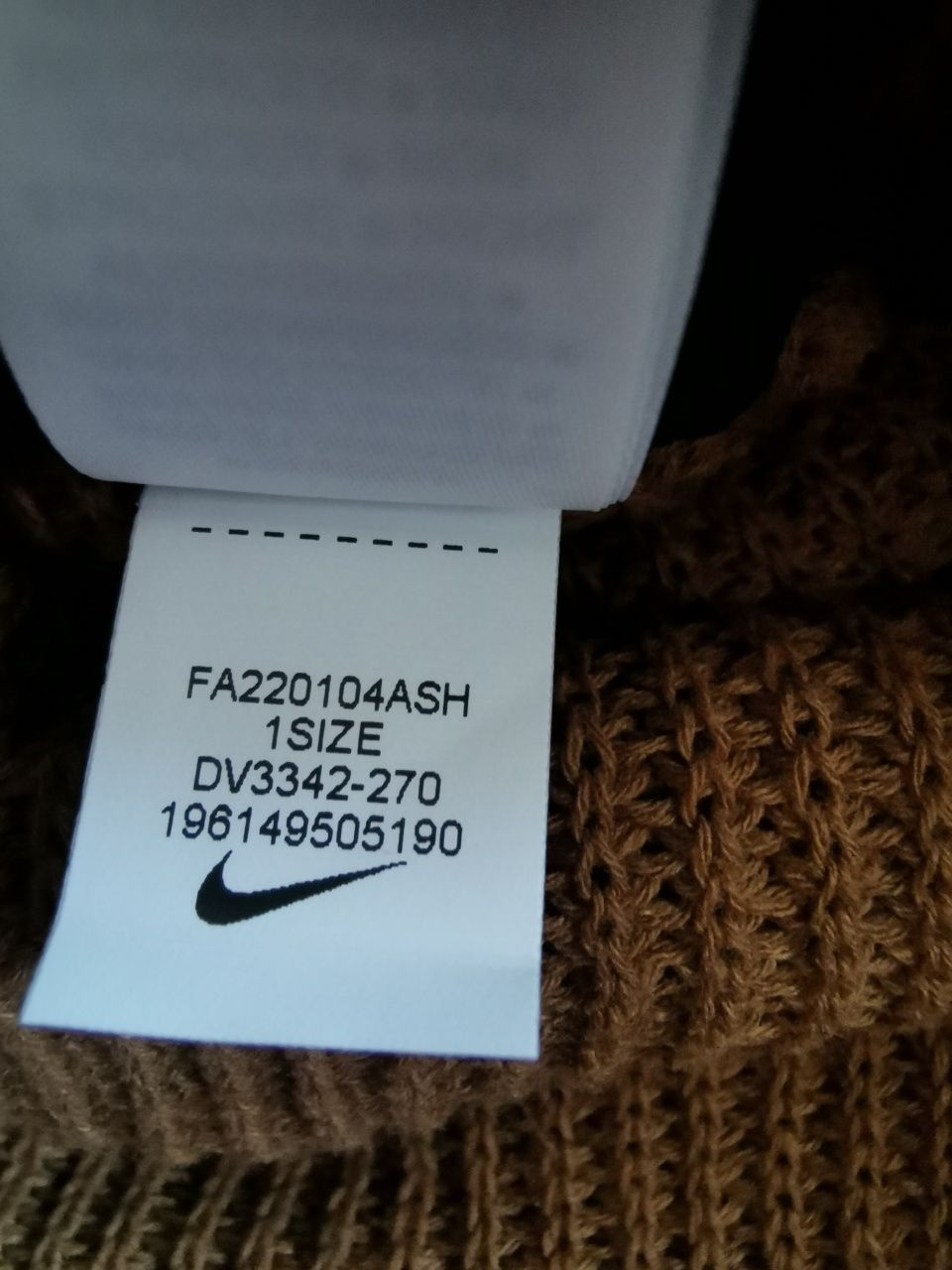 Brązowa czapka beanie Nike unisex one size