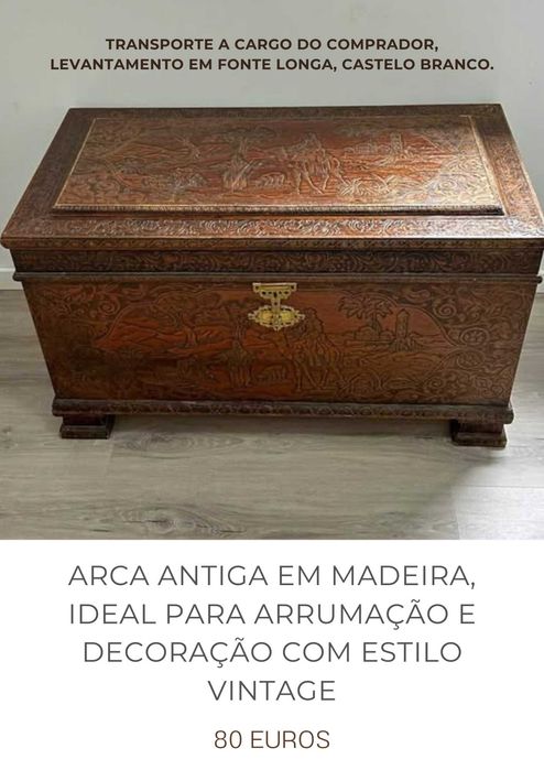 Arca/Bau Vintage em Madeira — Clássico e Intemporal