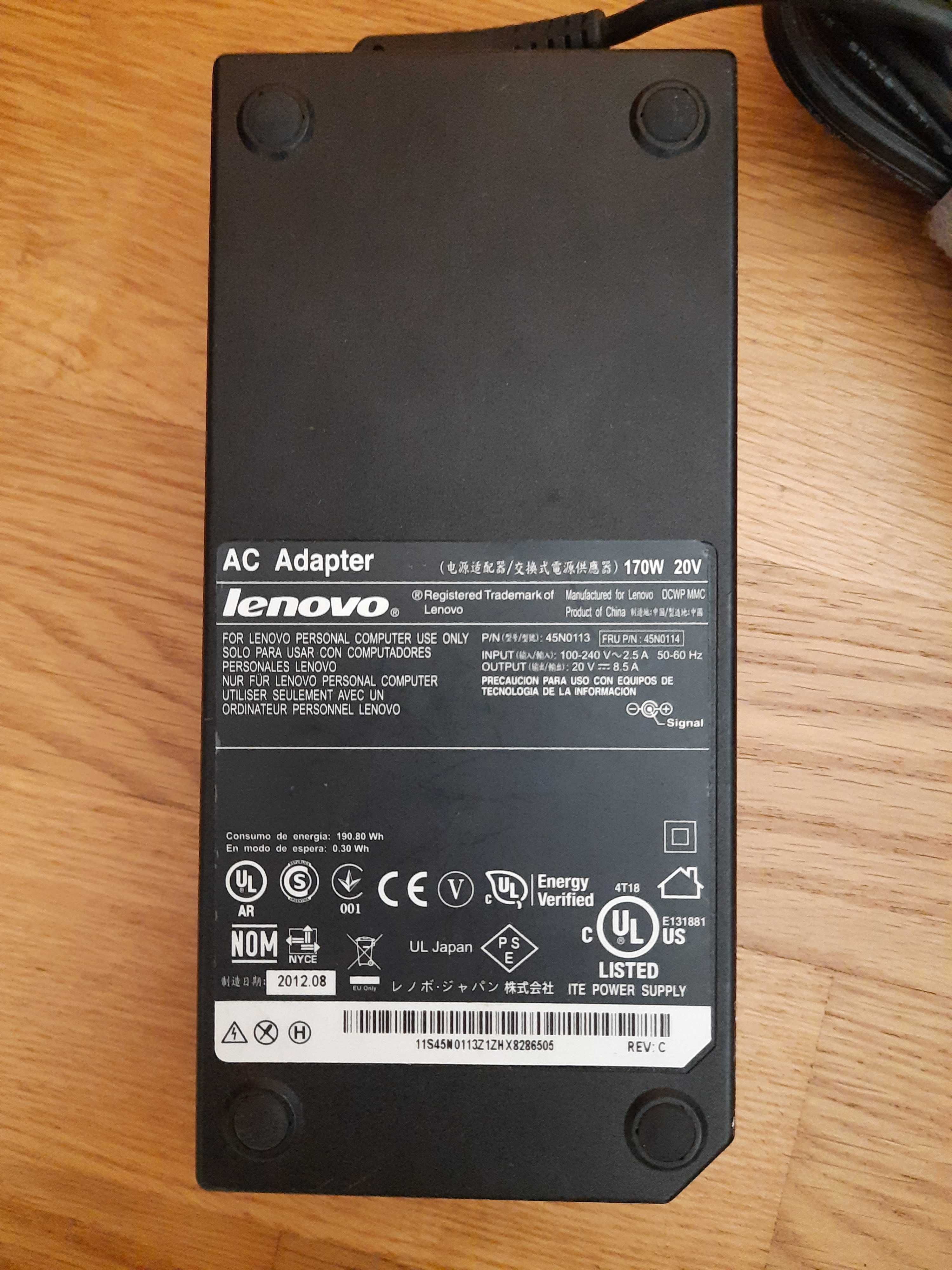 Зарядка блок питания Lenovo 170W 8.5A 20V 7.9х5.5мм круглый 45N0113