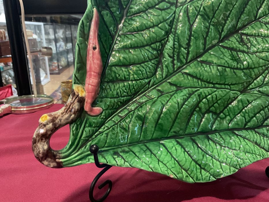 Bordalo Pinheiro folha com camarão faianças 33x28 cm