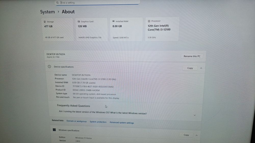 Computador compacto (12 geração Intel) ACER xc176o(2o23)