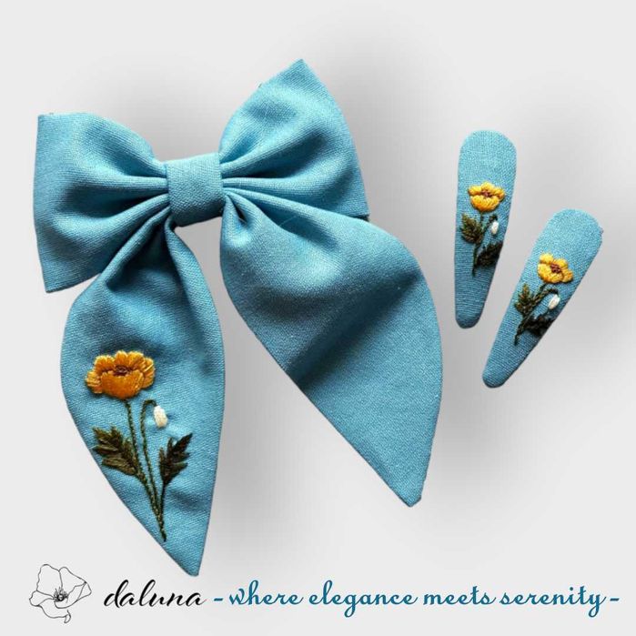 Laço e Ganchos Artesanais Bordados daluna