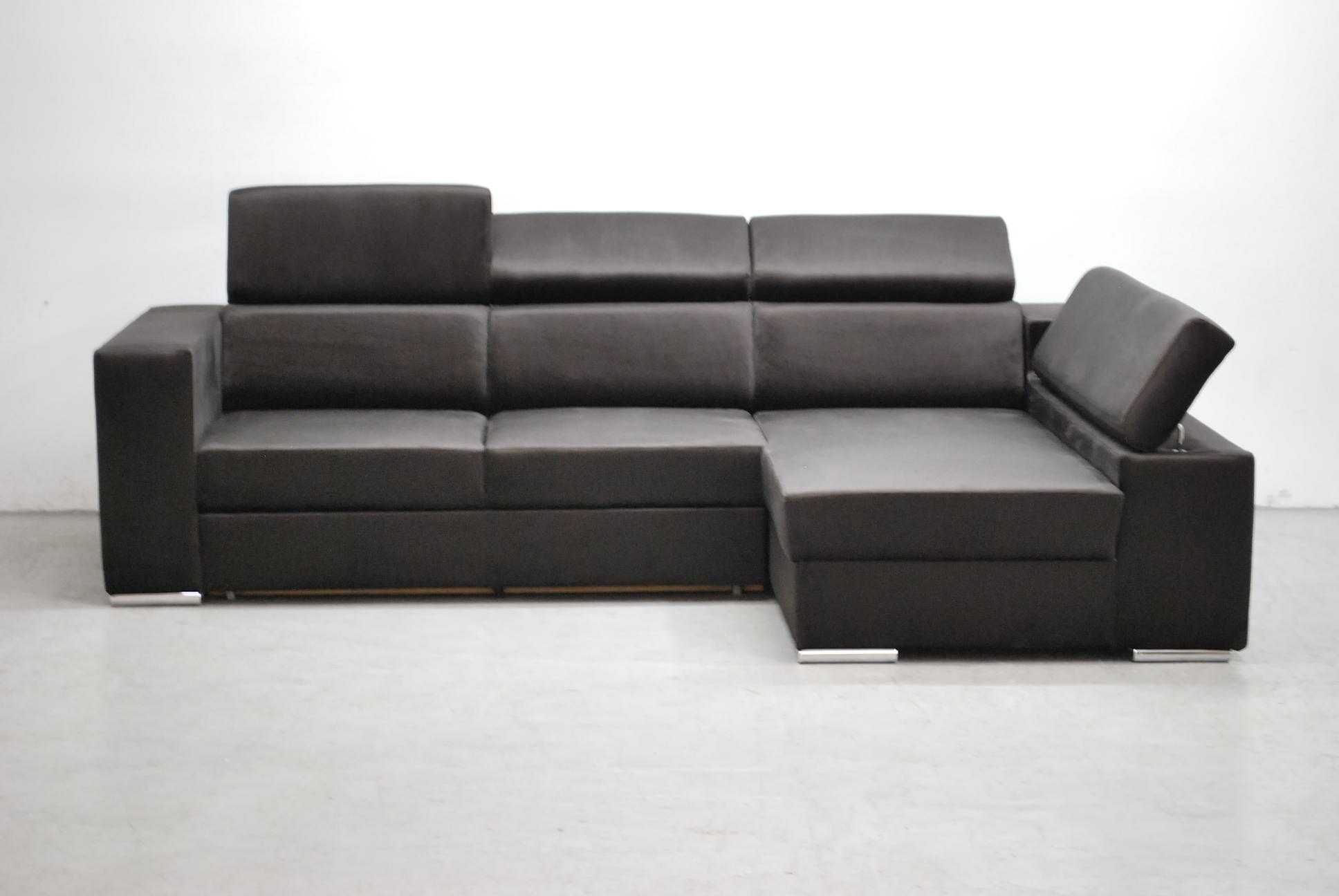 RJP DESIGN NOWOCZESNY narożnik z funkcja spania pojemnik welur brąz