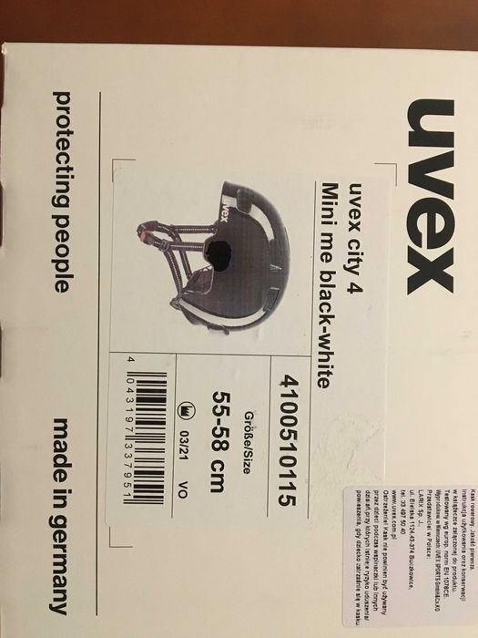 Kask UVEX  City 4 Mini me 55-58 cm, nowy nieużywany, Czarno-biały