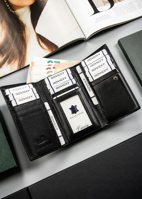 skórzany, średni portfel damski na zatrzask - 4u cavaldi