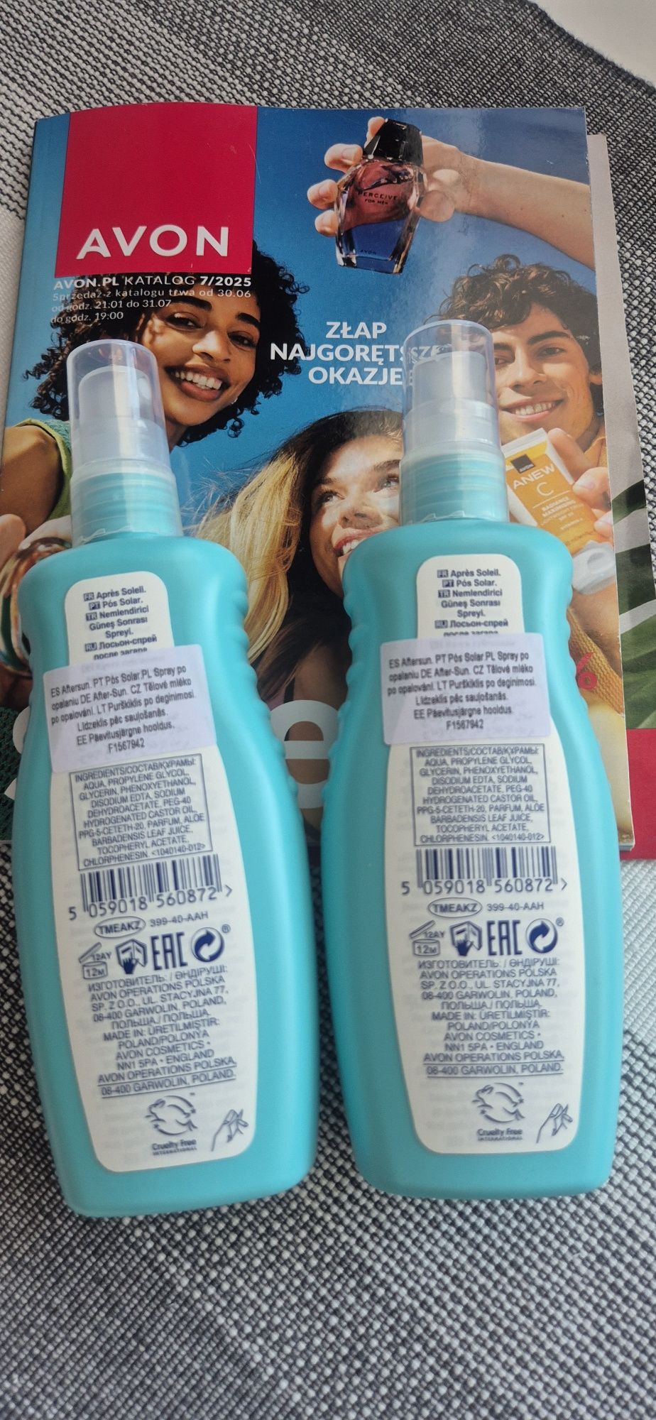 Nawilżająco-chłodzący spray po opalaniu 2 sztuki Avon