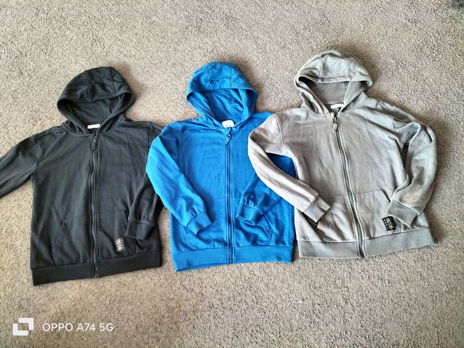 Bluzy dla chłopca na suwak z kapturem ,zestaw 3 szt ,r 146