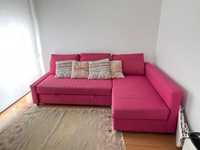 FRIHETEN ikea Sofá-cama de canto c/arrumação, cor-de-rosa. usado.