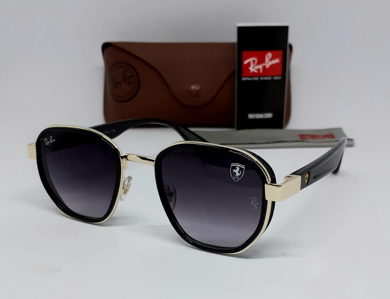 Ray Ban Ferrari очки  мужские серо фиолетовые  в золотой оправе