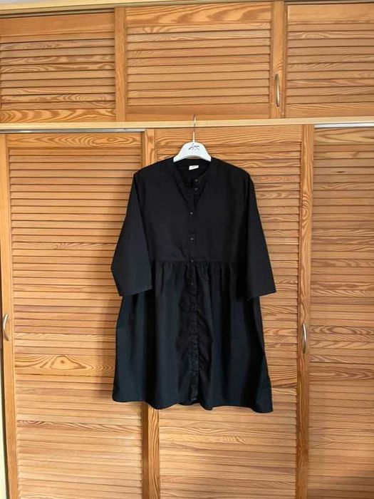 czarna koszulowa sukienka tunika JDY only 40 L bawełna rozkloszowana