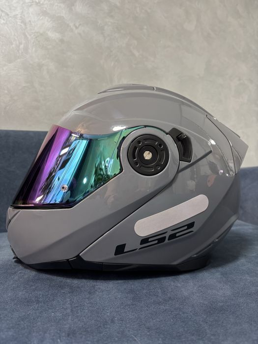 Шлем мотоциклетный мотошлем модуляр серый LS2 FF345