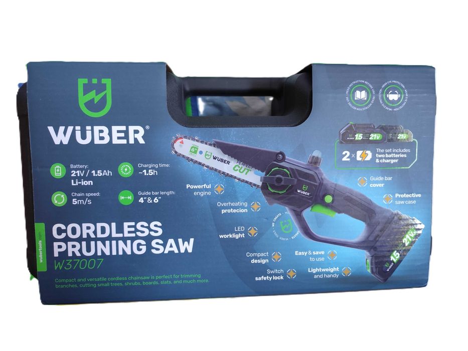 Piła łańcuchowa gałęziówka akumulatorowa 2aku marki WUBER (OKAZJA)