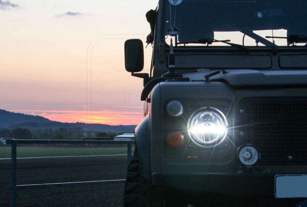 Ópticas Farois 7 polegadas full LED Land Rover defender range classic