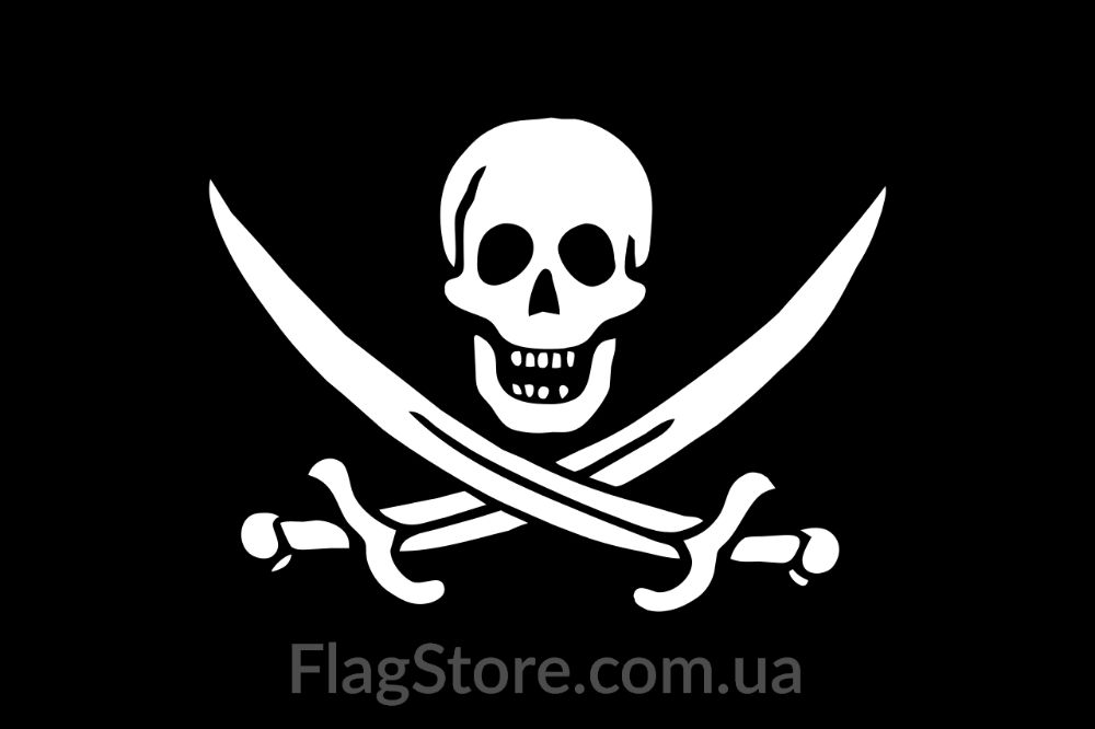 Пиратский флаг Веселый Роджер с саблями 90*60, 150*90см прапор піратів
