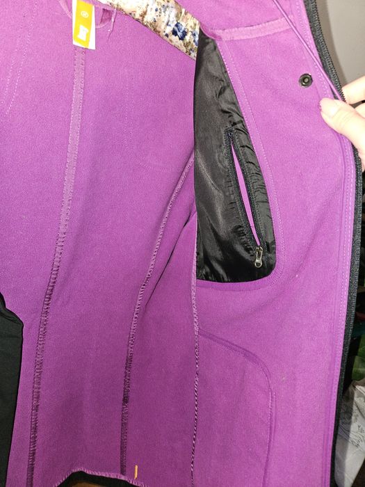 Kurtka Lucy czarna i fioletowa, sportowa zimowa narty