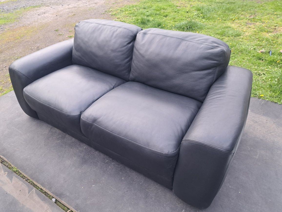 Sofa czarna , skóra naturalna gruba