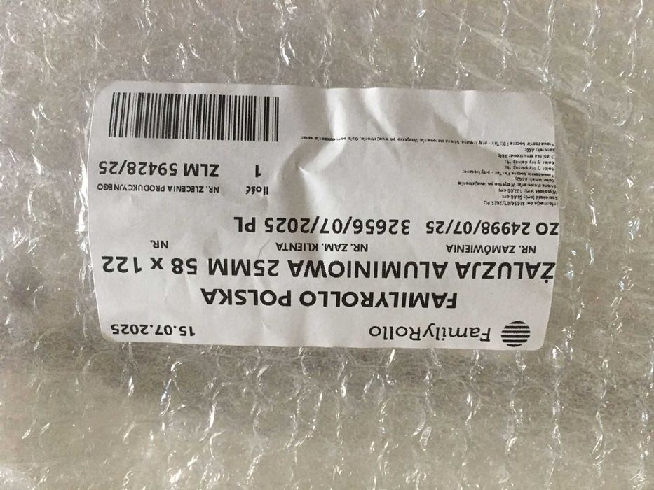 Żaluzje aluminiowe 25mm biały półmat, 2 sztuki  580x1220mm i 580x770mm