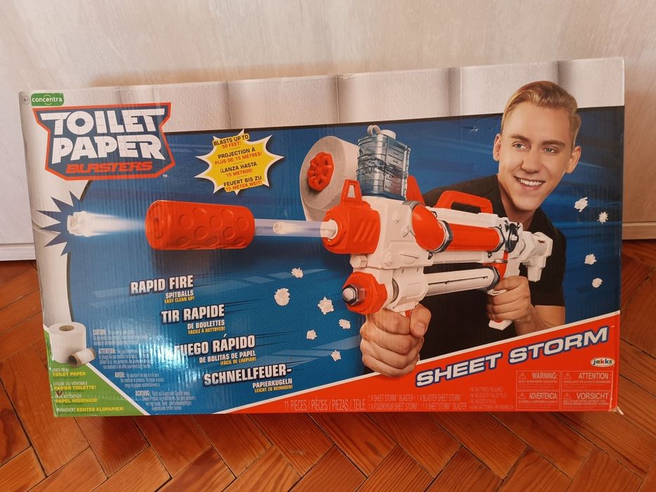 Pistola tipo NERF - Dispara Papel Higiénico