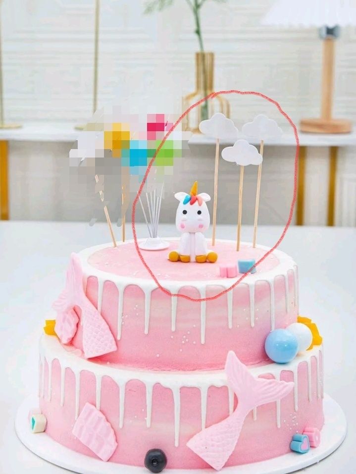 1 Unicórnio + 5 nuvens para decoração de bolo de aniversário