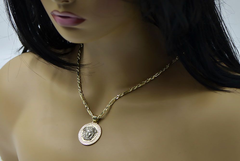Zawieszka Meduza grecki wzór 14k 585 z łańcuszkiem cpn053ywS&cc082y