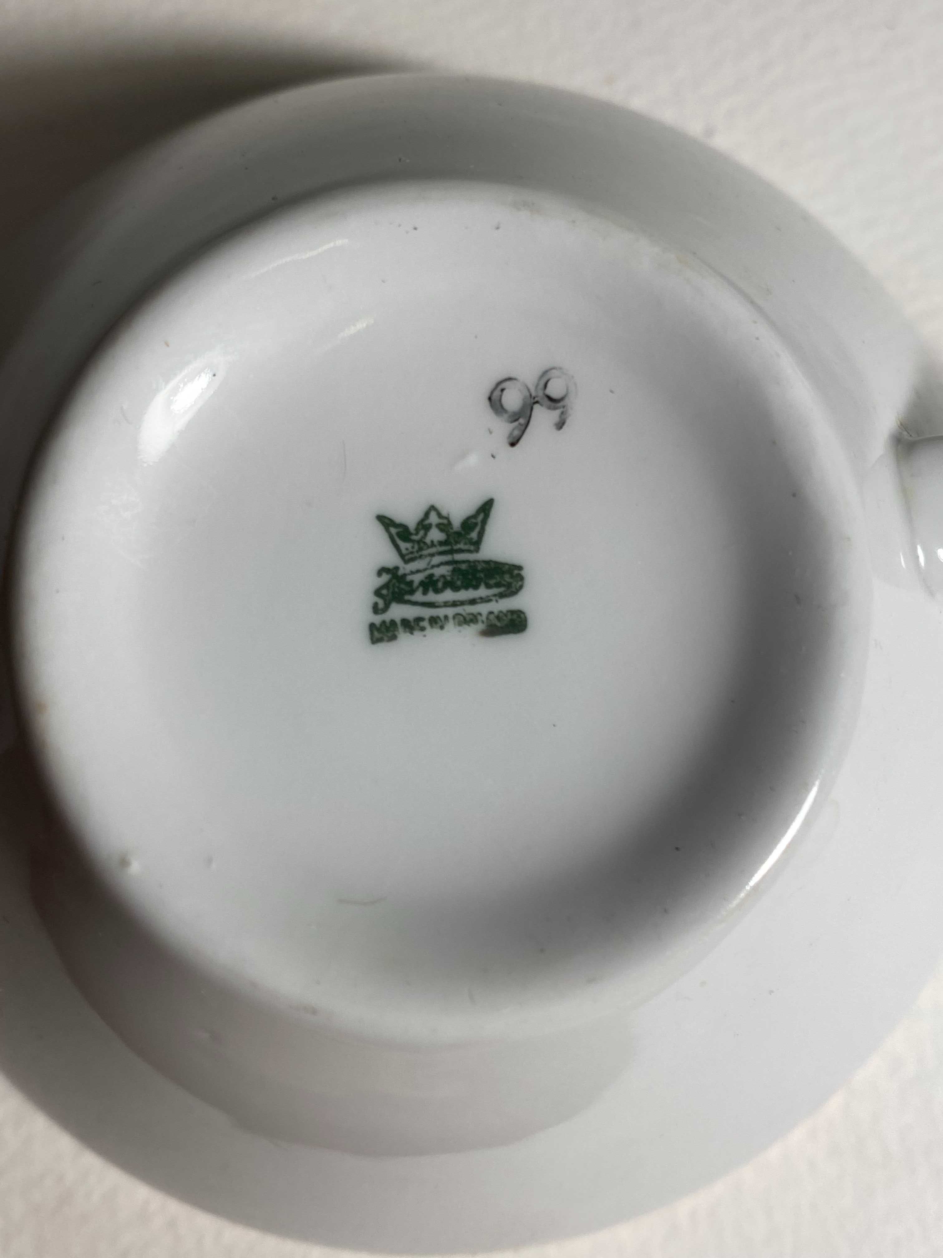Bulionówki Karolina porcelana geometryczne wzory złoty pasek