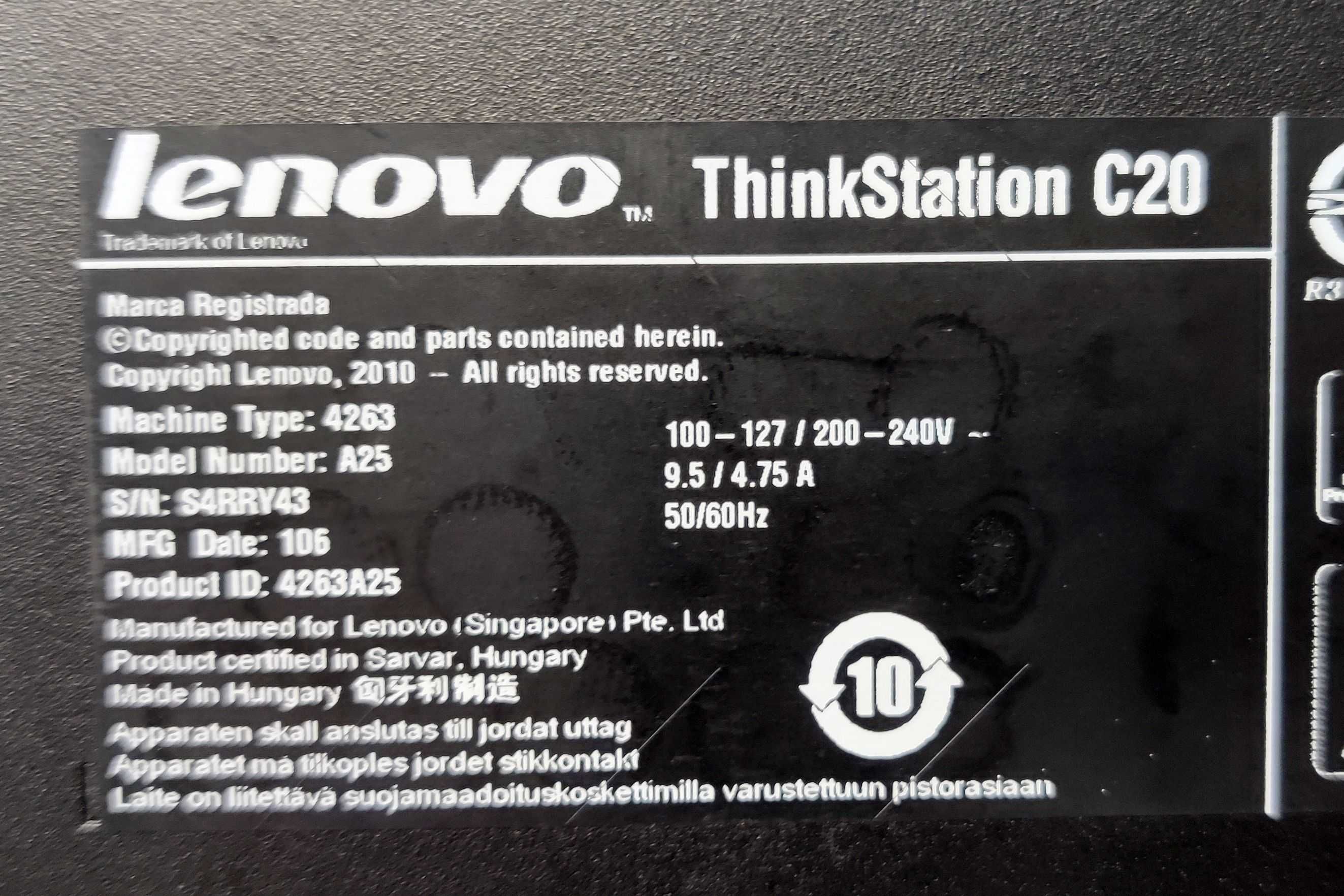 Lenovo Thinkstation C20 2x Xeon E5620 2,40 GHz Win10