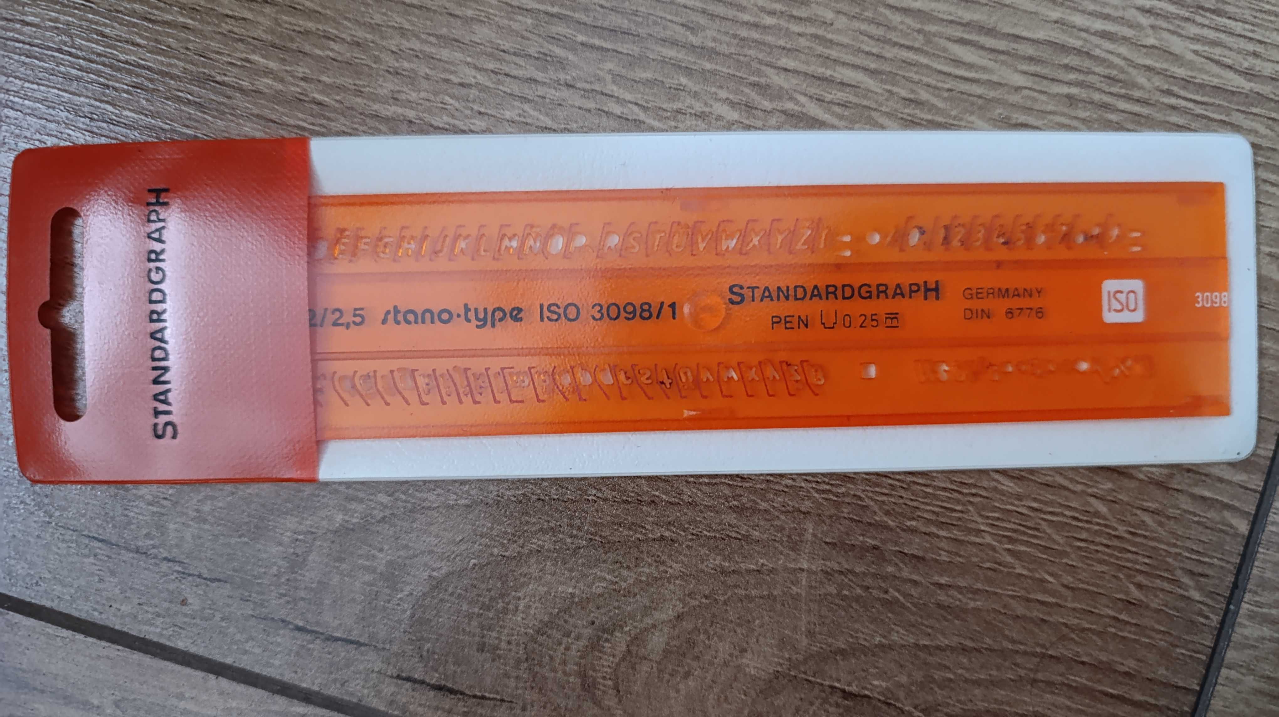 Wzornik szablon Standardgraph litery 0.25