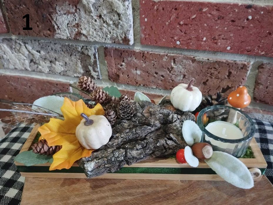 Stroik ozdobny jesienny ze świeczką - Rękodzieło