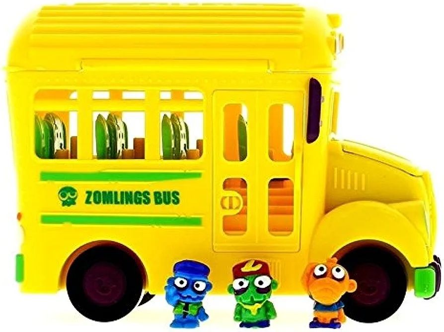 Zomlings crazy school bus mais 5 especiais, brinquedo autocarro escola