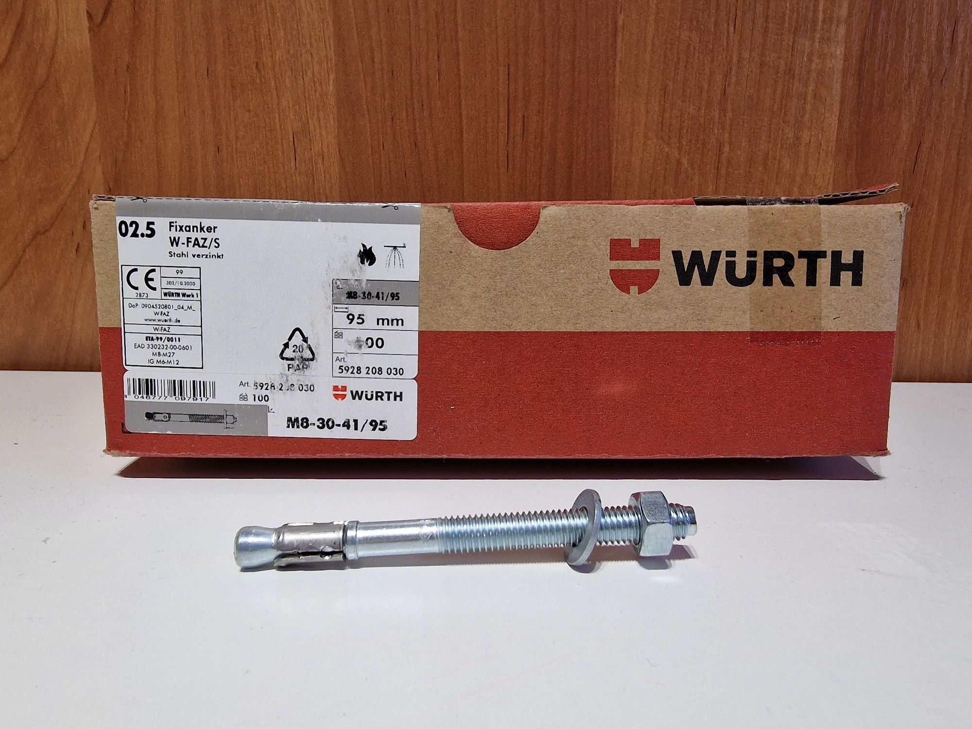 Wurth Kotwa klinowa W-FAZ/S, A2K M8X95 opak.100szt
