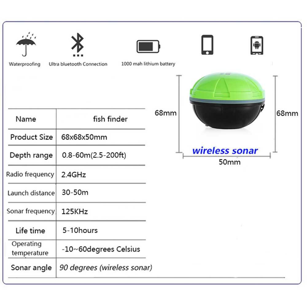 Sonda Echosonda Bezprzewodowa Bluetooth na telefon do połowu ryb