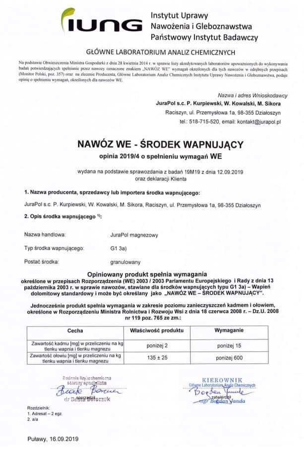 Wapno granulowane, wapno magnezowe granulowane, wapno z humusem