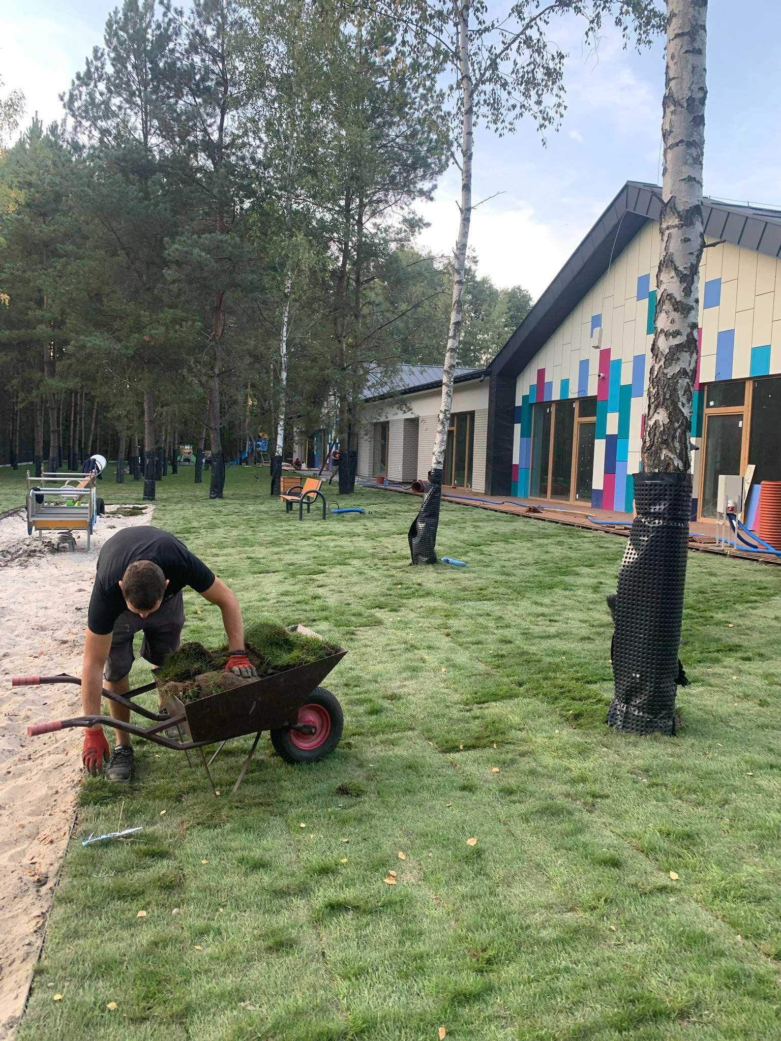 Zakładanie trawników, nawodnienie, trawnik z rolki, prace ziemne