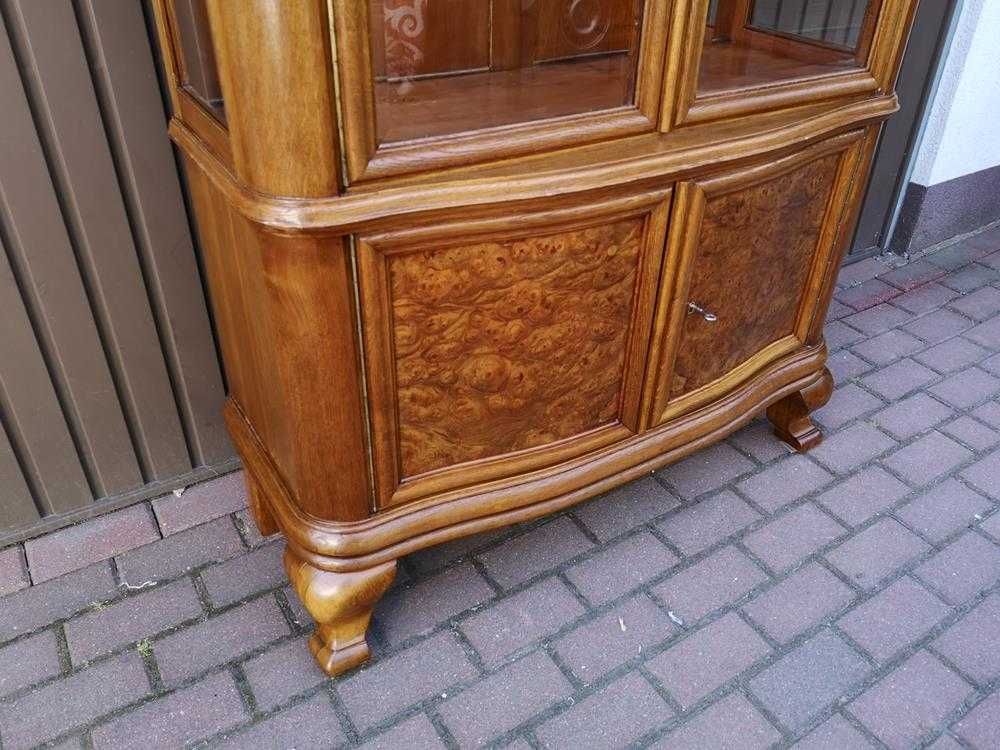 Witryna Serwantka ART-DECO Zgrabna Politura Dąb-Orzech Stara Antyk.