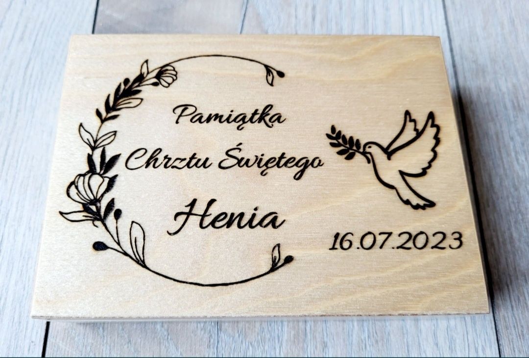 Pudełko Personalizowane Pamiątka Chrztu Świętego Roczek Grawer Prezent