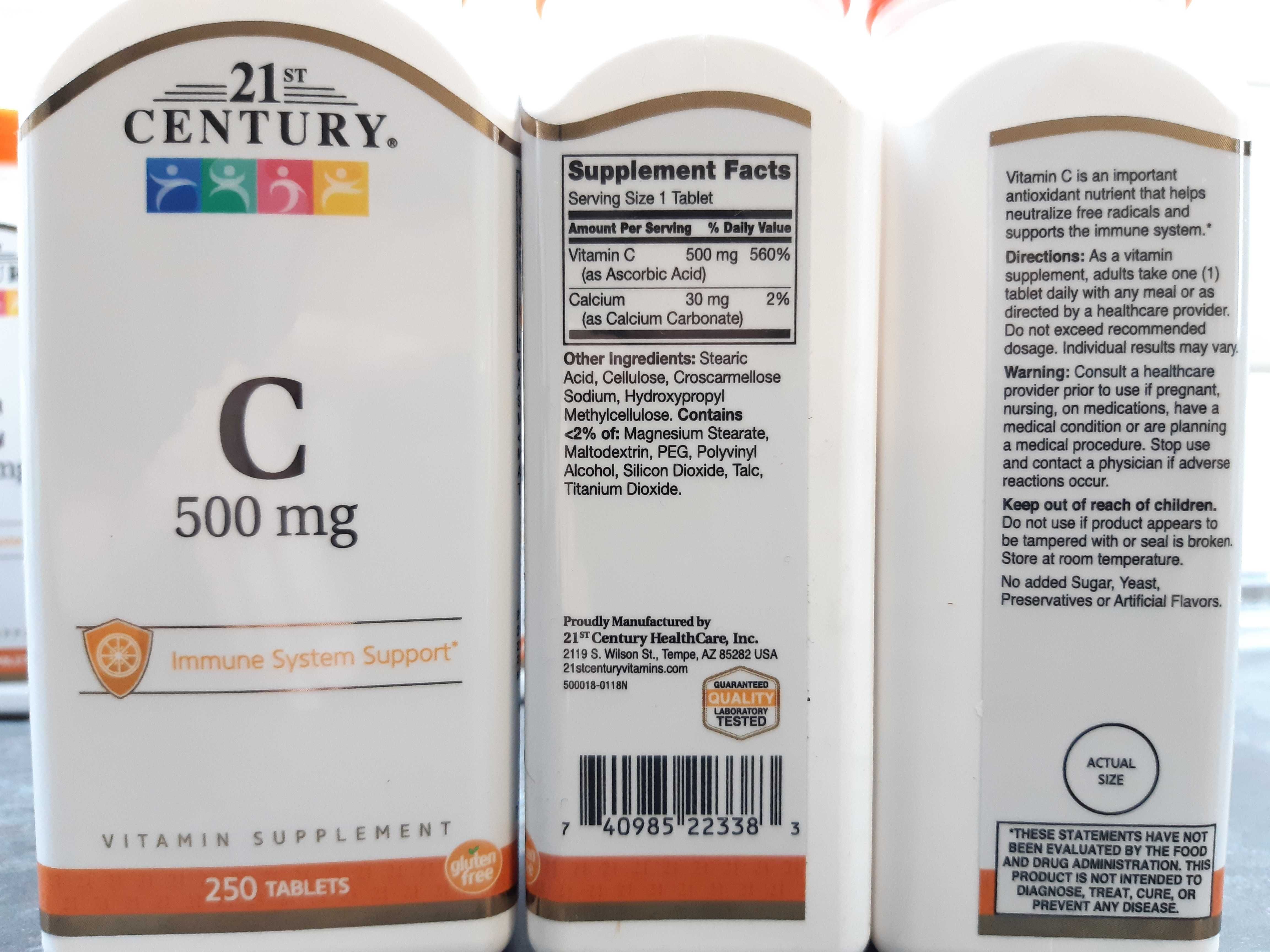 21st Century, Vitamin C-500 (250 таб), витамин С-500, вітамін С