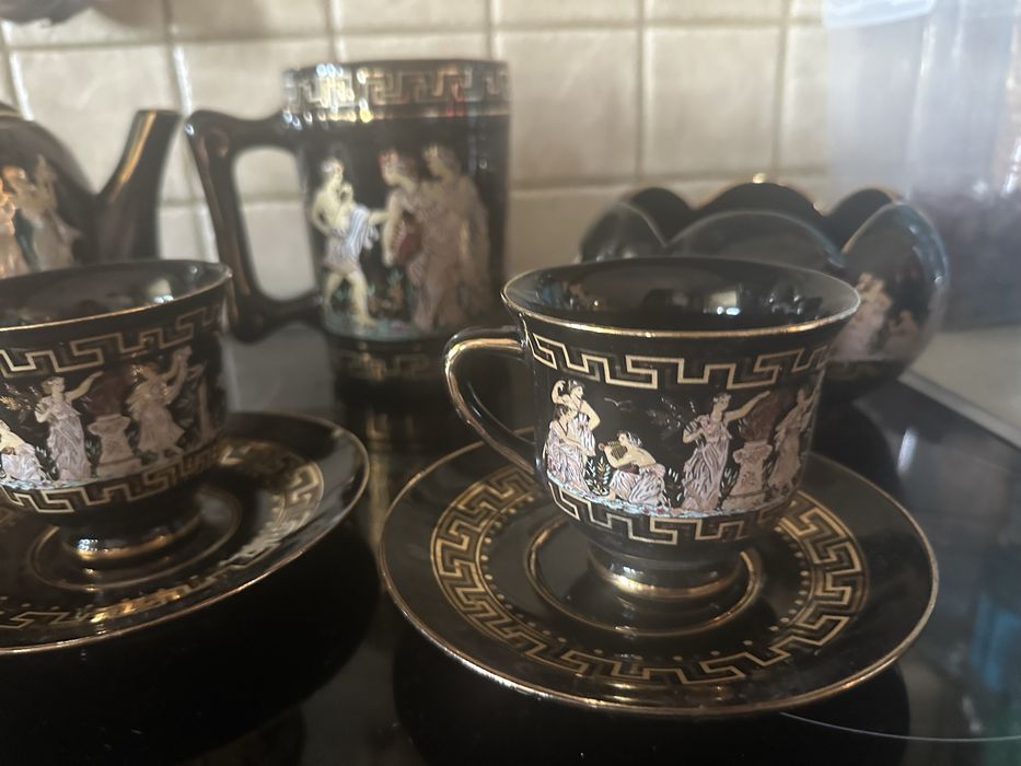 Naczynia Greckie  zastawa antyk 24k złota pozłacana wzór versace