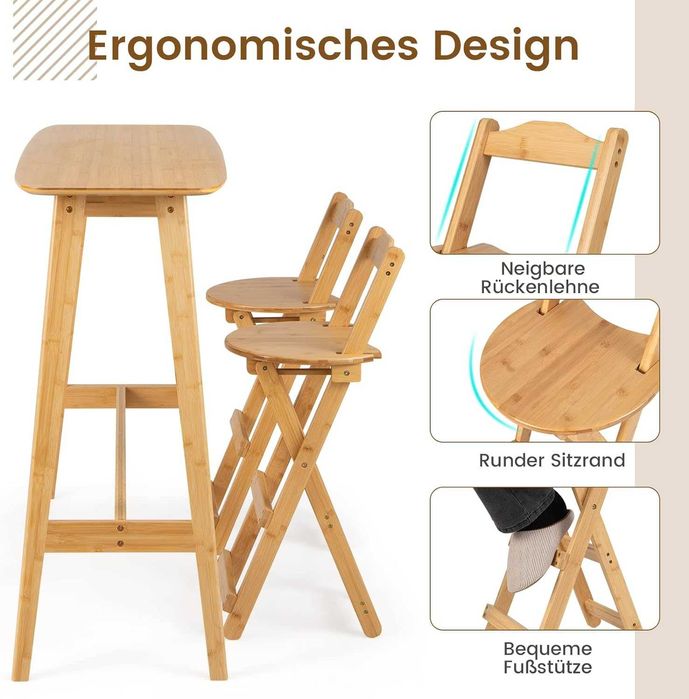 Zestaw 2 stołków barowych z oparciem