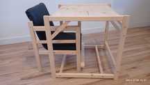 Zaimpregnowany Drewniany stolik i krzesełko do karmienia 2w1 Handmade,