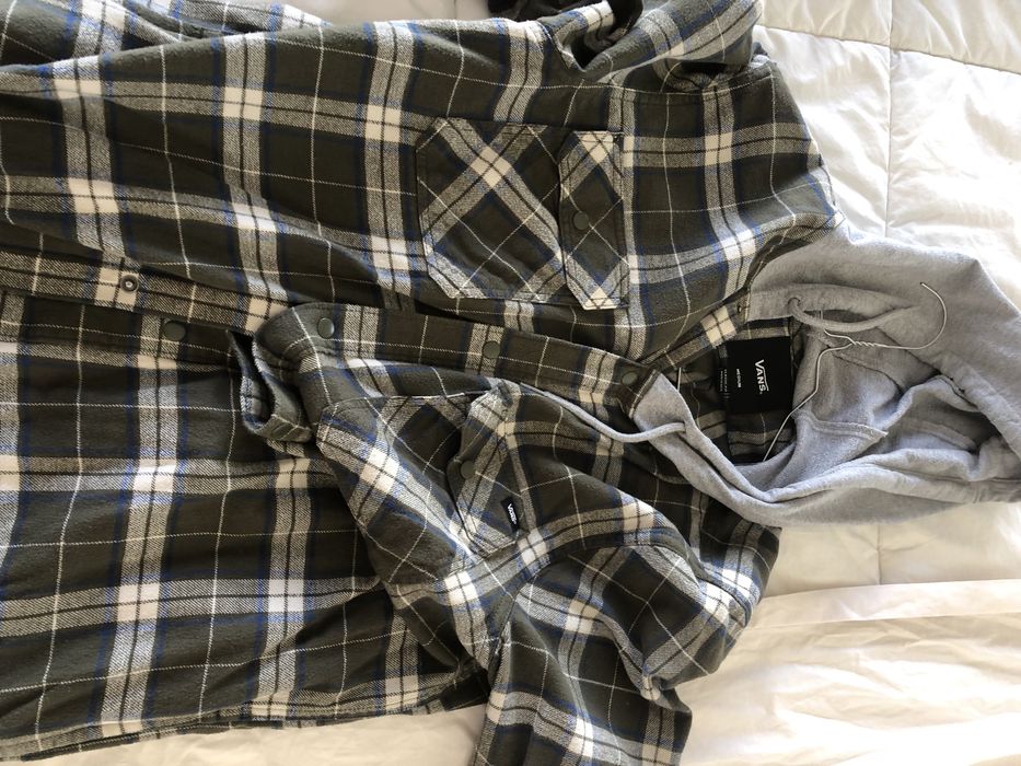 Sweat Vans xadrex verde seco com capuz medium