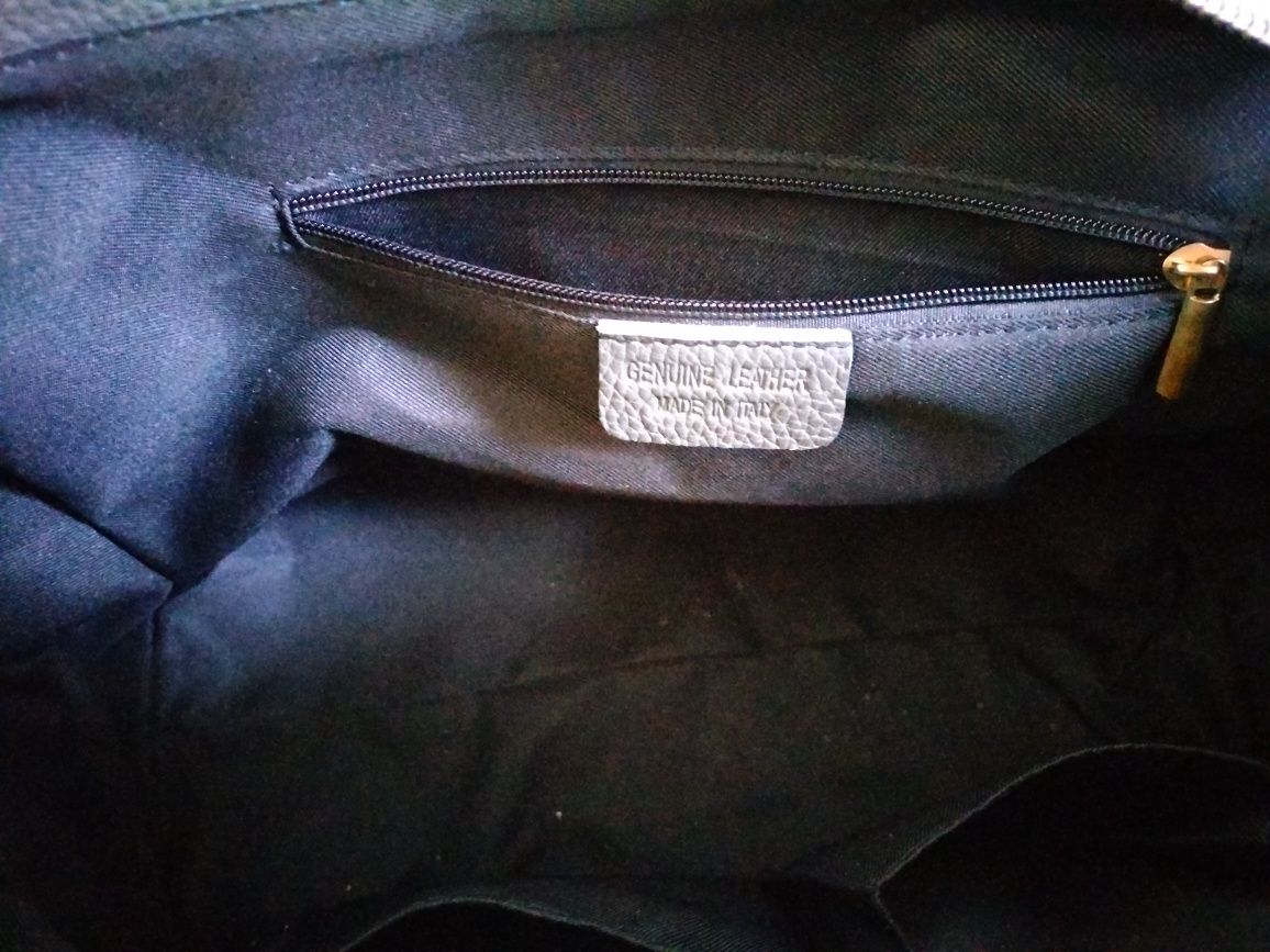 Torba torebka aktówka skórzana Genuine leather szara